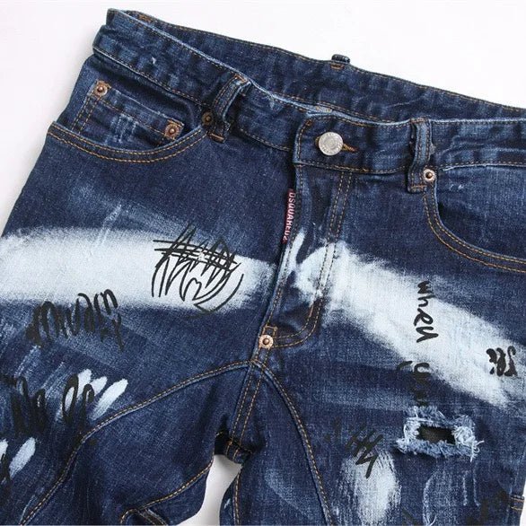 Men's Denim Jeans Casual Washed Knitted Winter Streetwear Ripped Holey Stonewashed Straight for Autumn/Summer - PratSN