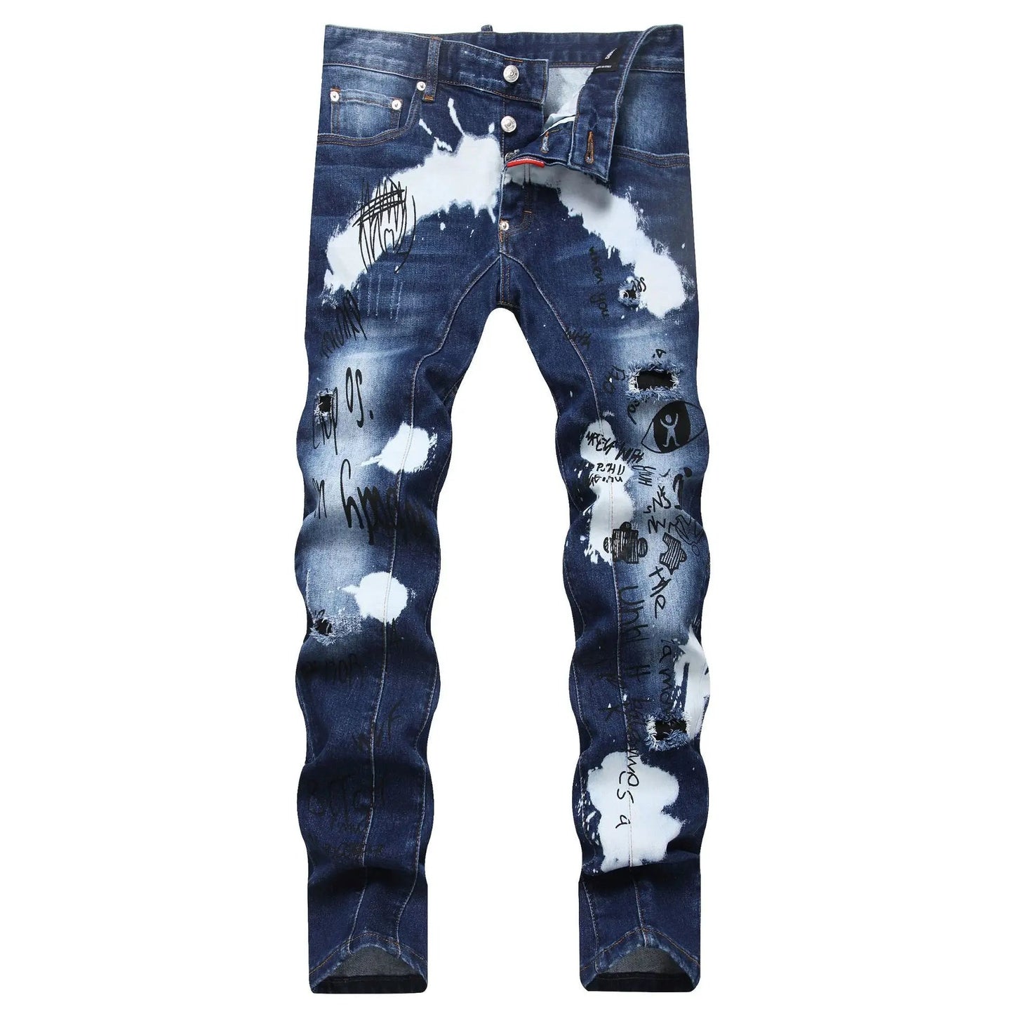 Men's Denim Jeans Casual Washed Knitted Winter Streetwear Ripped Holey Stonewashed Straight for Autumn/Summer - PratSN
