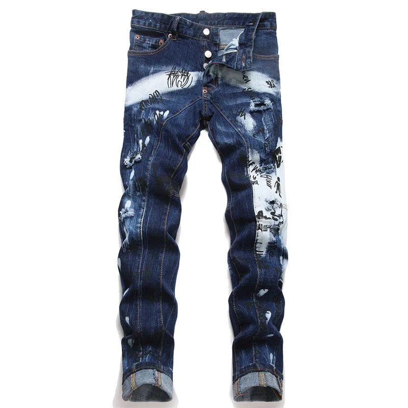 Men's Denim Jeans Casual Washed Knitted Winter Streetwear Ripped Holey Stonewashed Straight for Autumn/Summer - PratSN