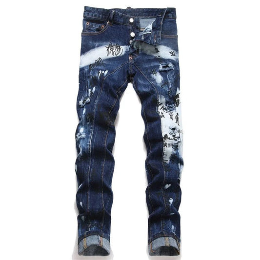 Men's Denim Jeans Casual Washed Knitted Winter Streetwear Ripped Holey Stonewashed Straight for Autumn/Summer - PratSN
