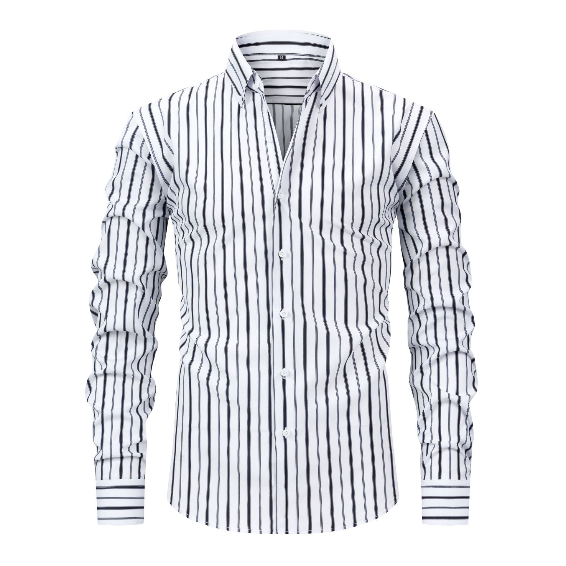 Men's Digital Printed Striped Long - sleeved Lapel Shirt - PratSN