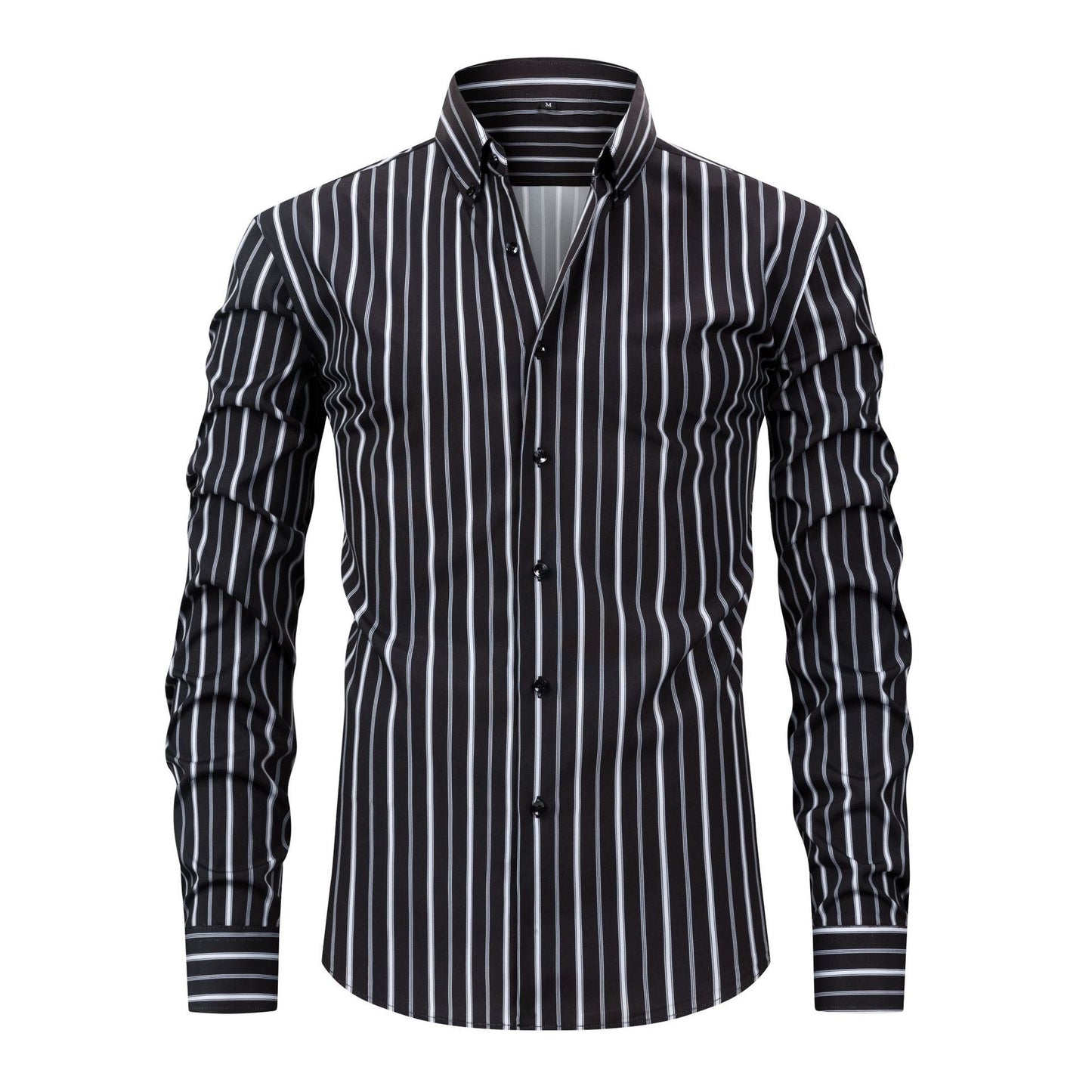 Men's Digital Printed Striped Long - sleeved Lapel Shirt - PratSN