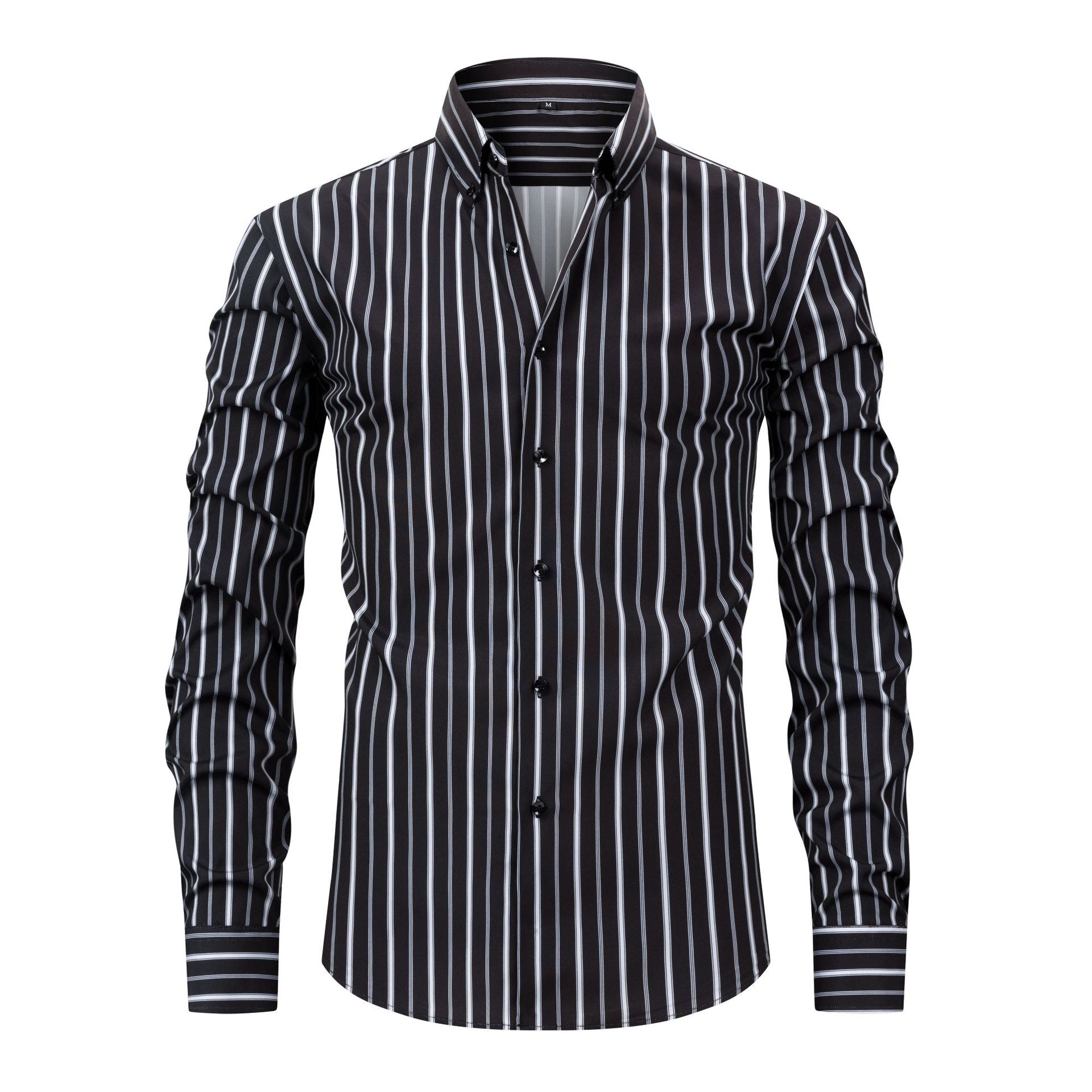 Men's Digital Printed Striped Long - sleeved Lapel Shirt - PratSN