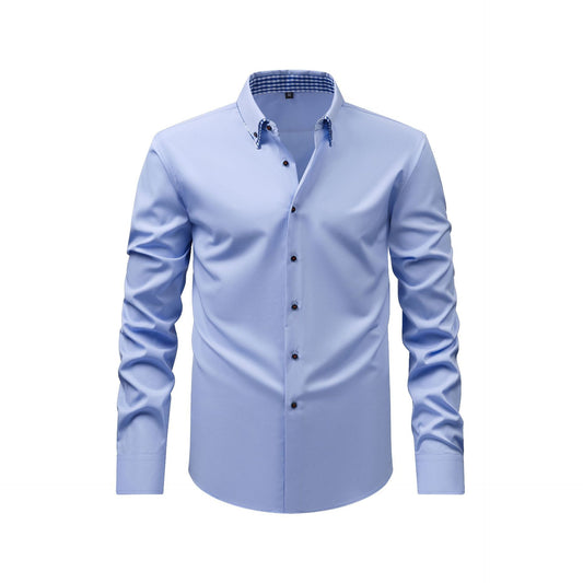 Men's Double Collar Stitching Casual Versatile High - end Shirt - PratSN
