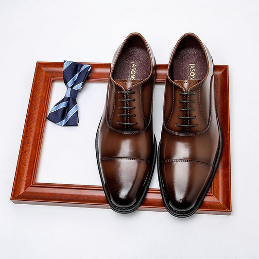 Men's Dress Shoes Inner Height Increasing Leather Shoes British Style - PratSN