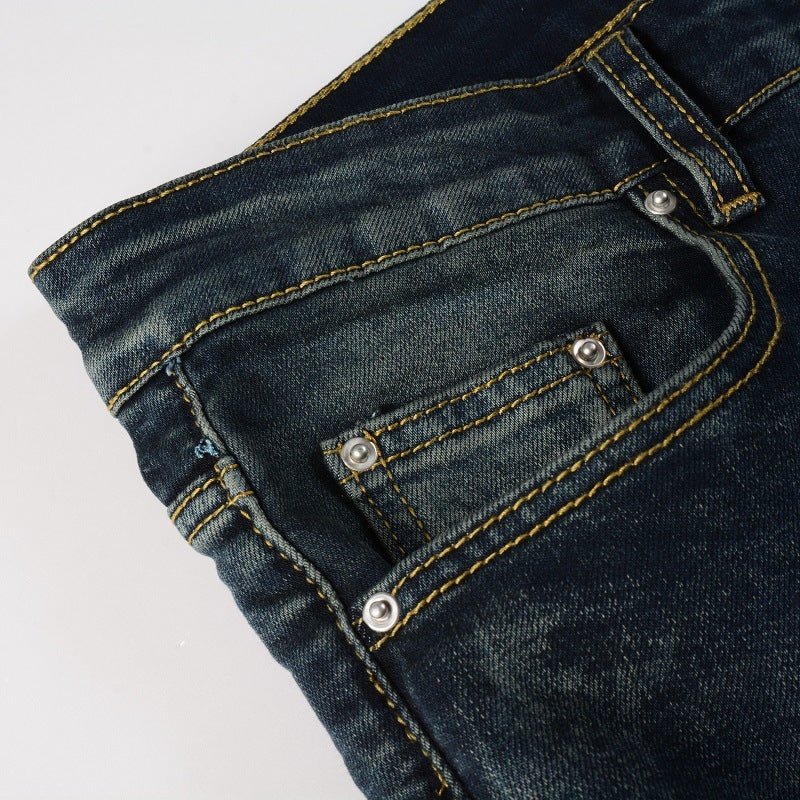 Men's European And American High Street Jeans Blue Ripped - PratSN