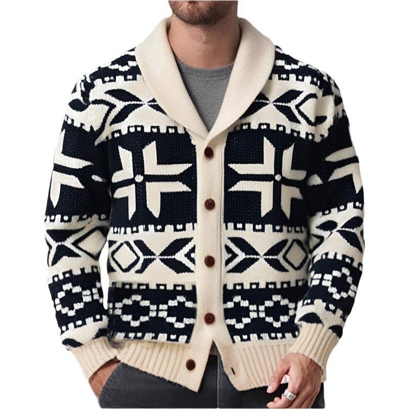 Men's European And American Retro Heavy - duty Jacquard Sweater - PratSN