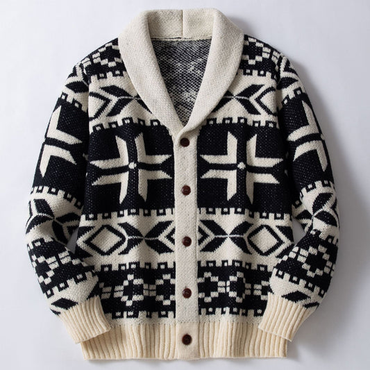Men's European And American Retro Heavy - duty Jacquard Sweater - PratSN