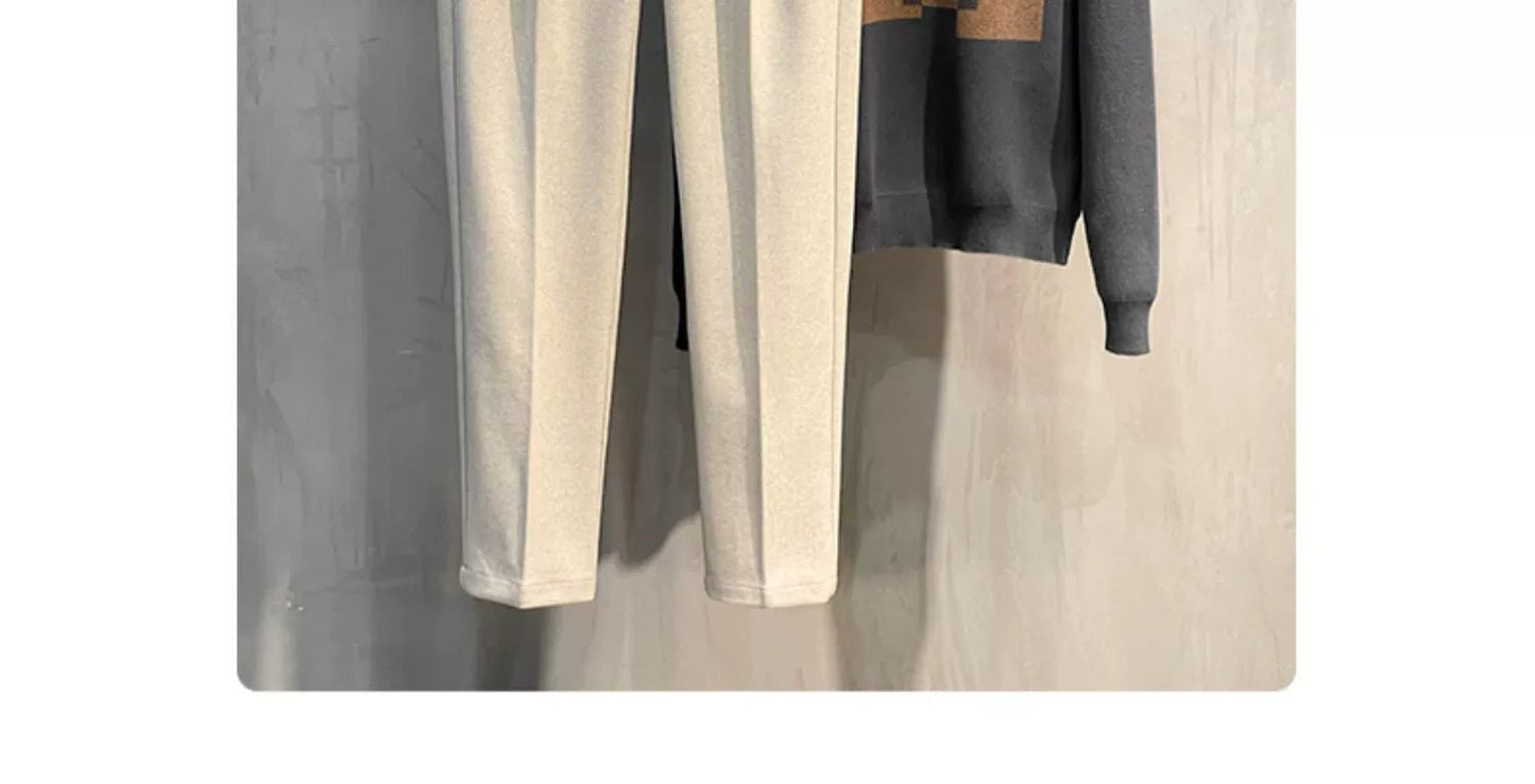 Men's Fall and Winter Straight Suit Pants Trousers Suit Pants\Hettich Cropped Casual Pants - PratSN