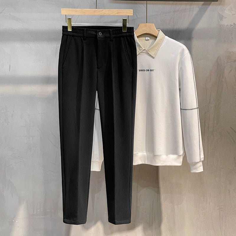 Men's Fall and Winter Straight Suit Pants Trousers Suit Pants\Hettich Cropped Casual Pants - PratSN