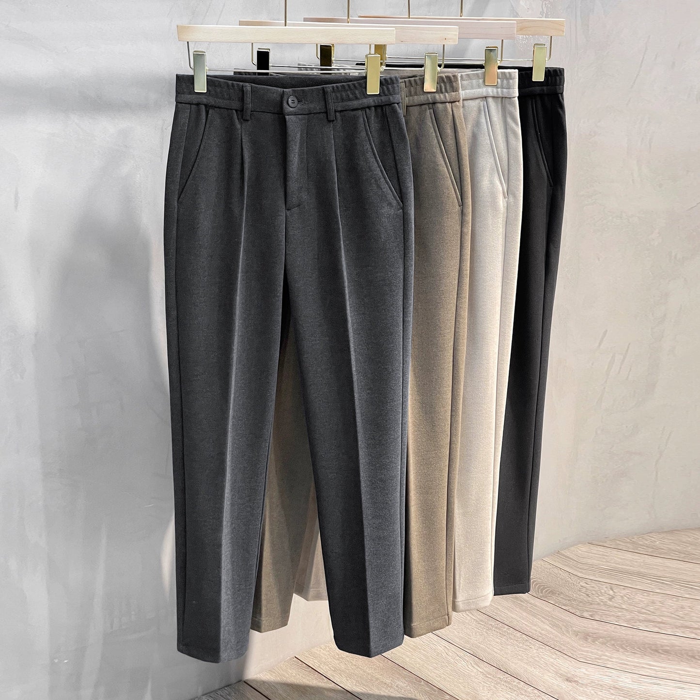 Men's Fall and Winter Straight Suit Pants Trousers Suit Pants\Hettich Cropped Casual Pants - PratSN