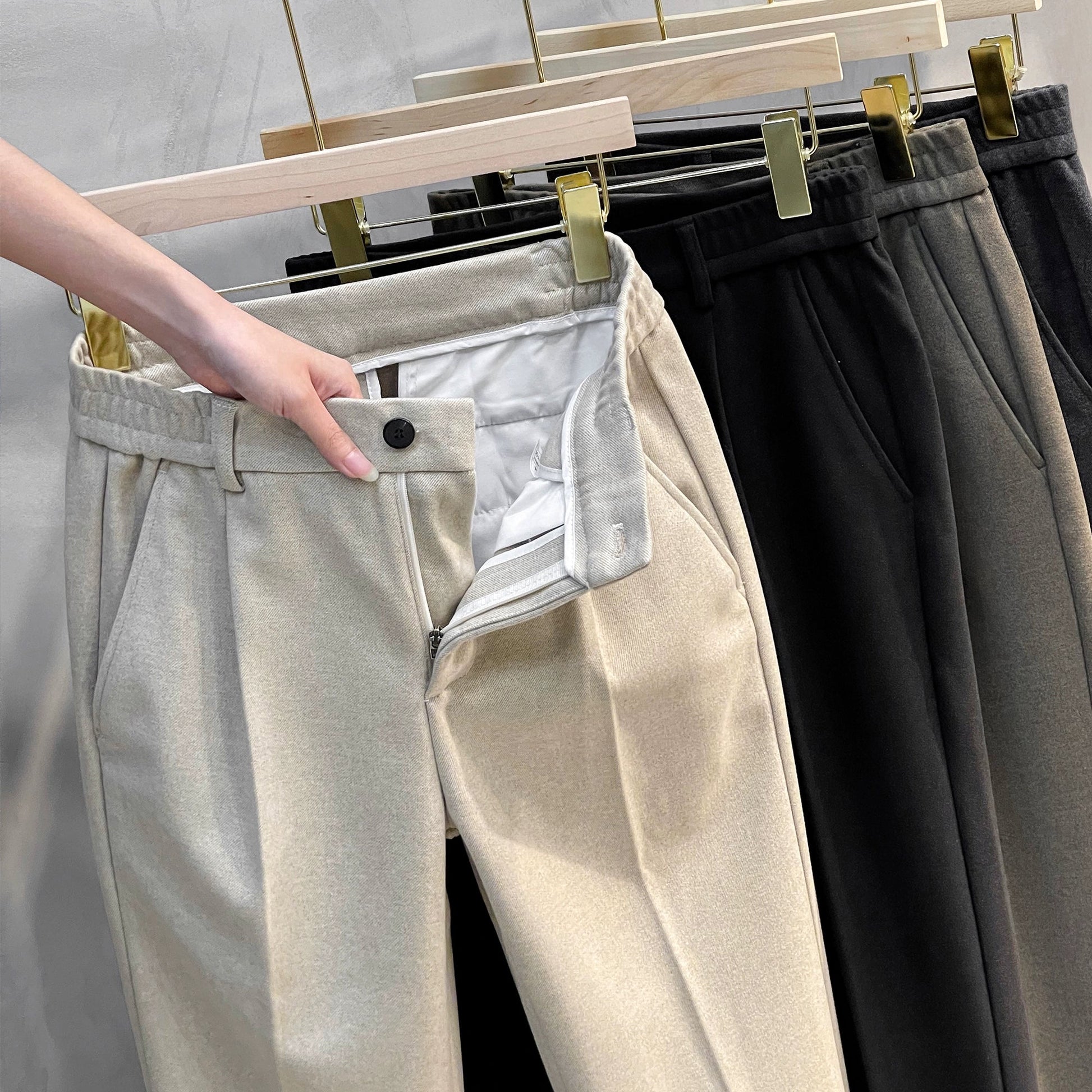 Men's Fall and Winter Straight Suit Pants Trousers Suit Pants\Hettich Cropped Casual Pants - PratSN