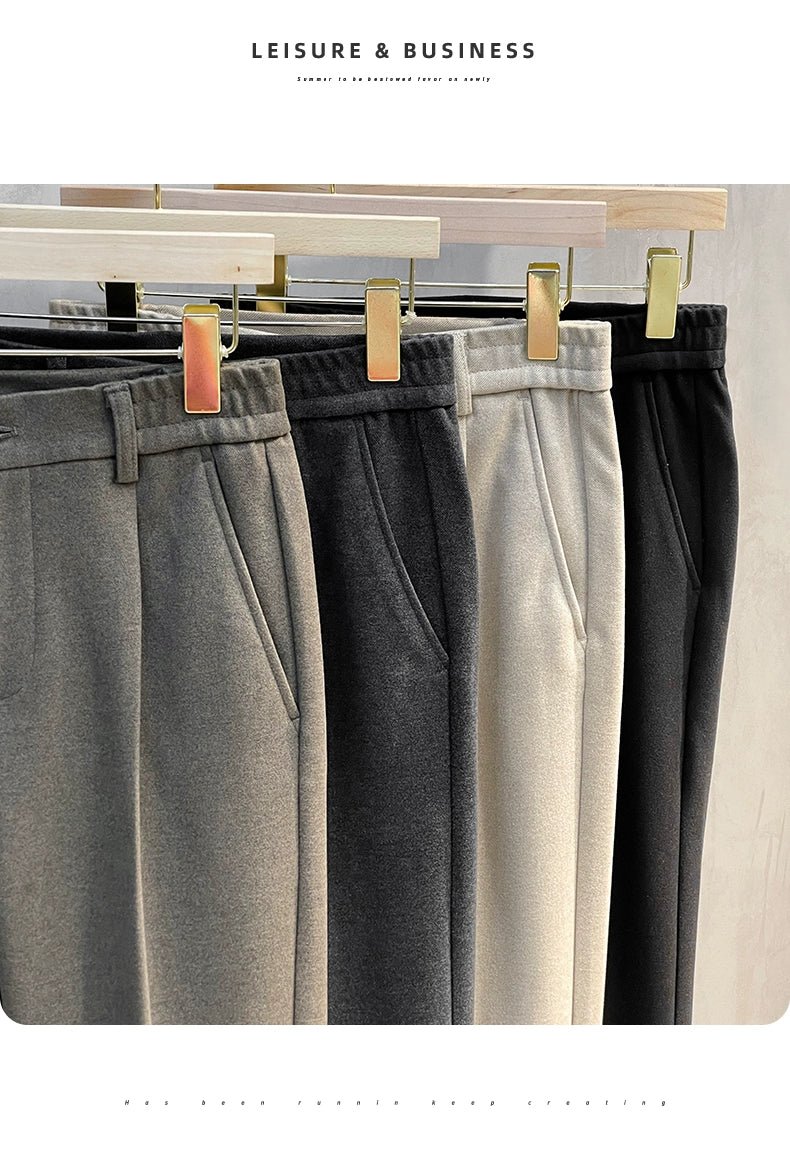 Men's Fall and Winter Straight Suit Pants Trousers Suit Pants\Hettich Cropped Casual Pants - PratSN