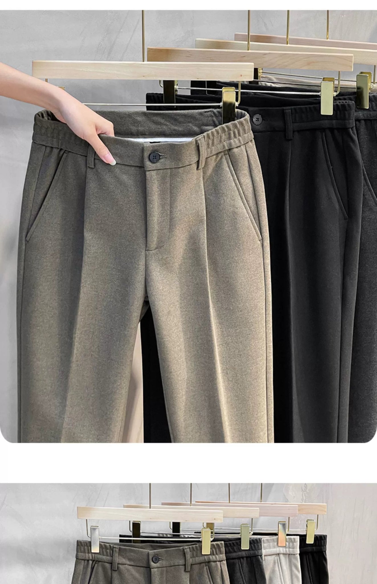 Men's Fall and Winter Straight Suit Pants Trousers Suit Pants\Hettich Cropped Casual Pants - PratSN