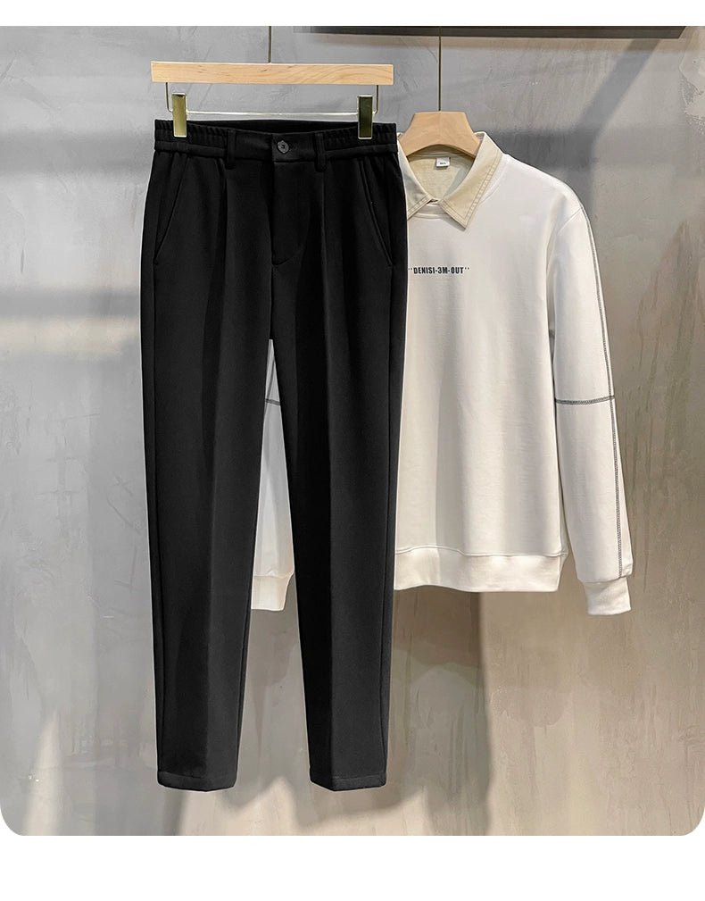Men's Fall and Winter Straight Suit Pants Trousers Suit Pants\Hettich Cropped Casual Pants - PratSN