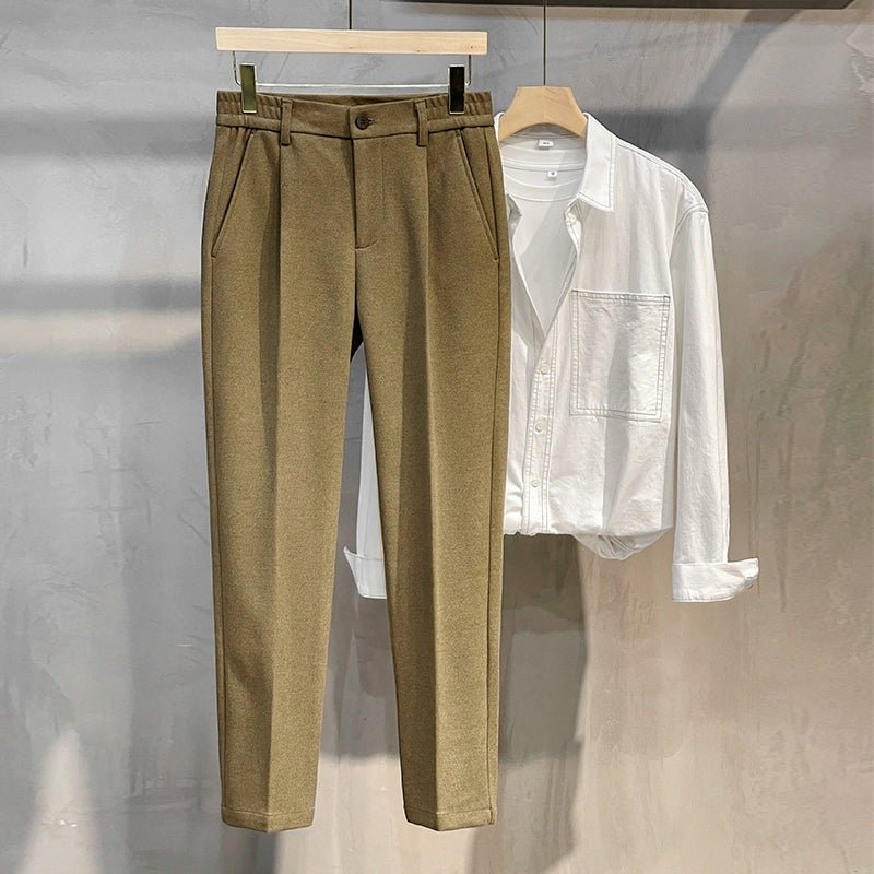 Men's Fall and Winter Straight Suit Pants Trousers Suit Pants\Hettich Cropped Casual Pants - PratSN