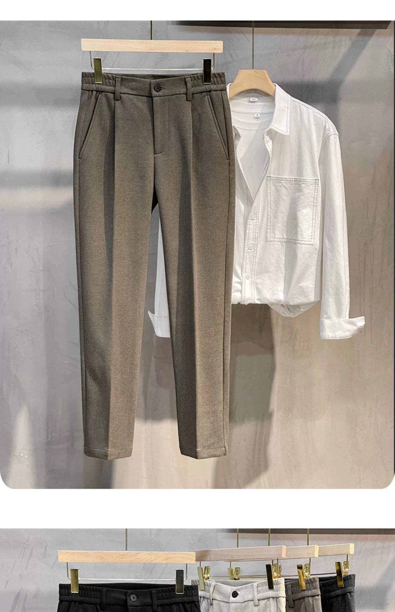 Men's Fall and Winter Straight Suit Pants Trousers Suit Pants\Hettich Cropped Casual Pants - PratSN
