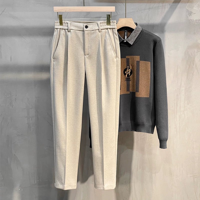 Men's Fall and Winter Straight Suit Pants Trousers Suit Pants\Hettich Cropped Casual Pants - PratSN