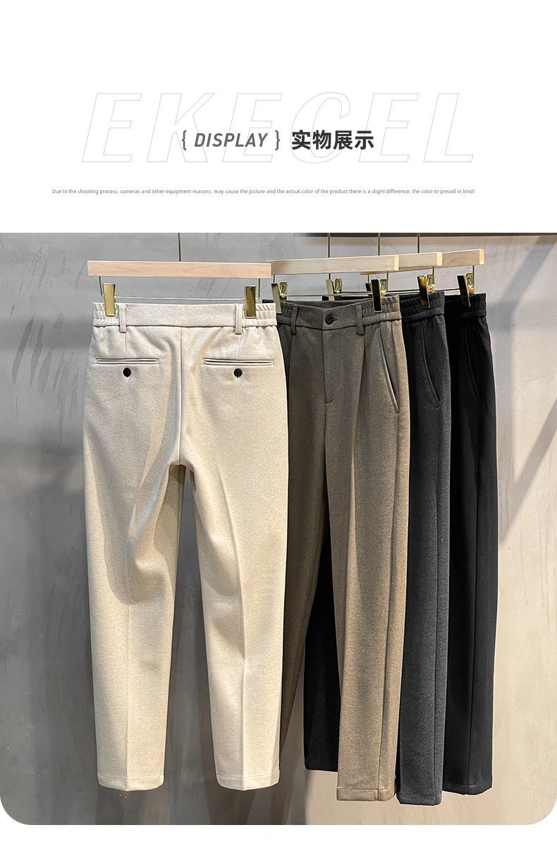 Men's Fall and Winter Straight Suit Pants Trousers Suit Pants\Hettich Cropped Casual Pants - PratSN