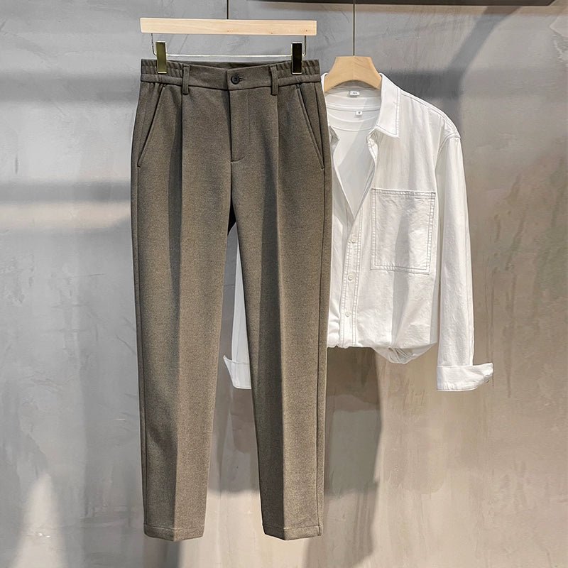 Men's Fall and Winter Straight Suit Pants Trousers Suit Pants\Hettich Cropped Casual Pants - PratSN