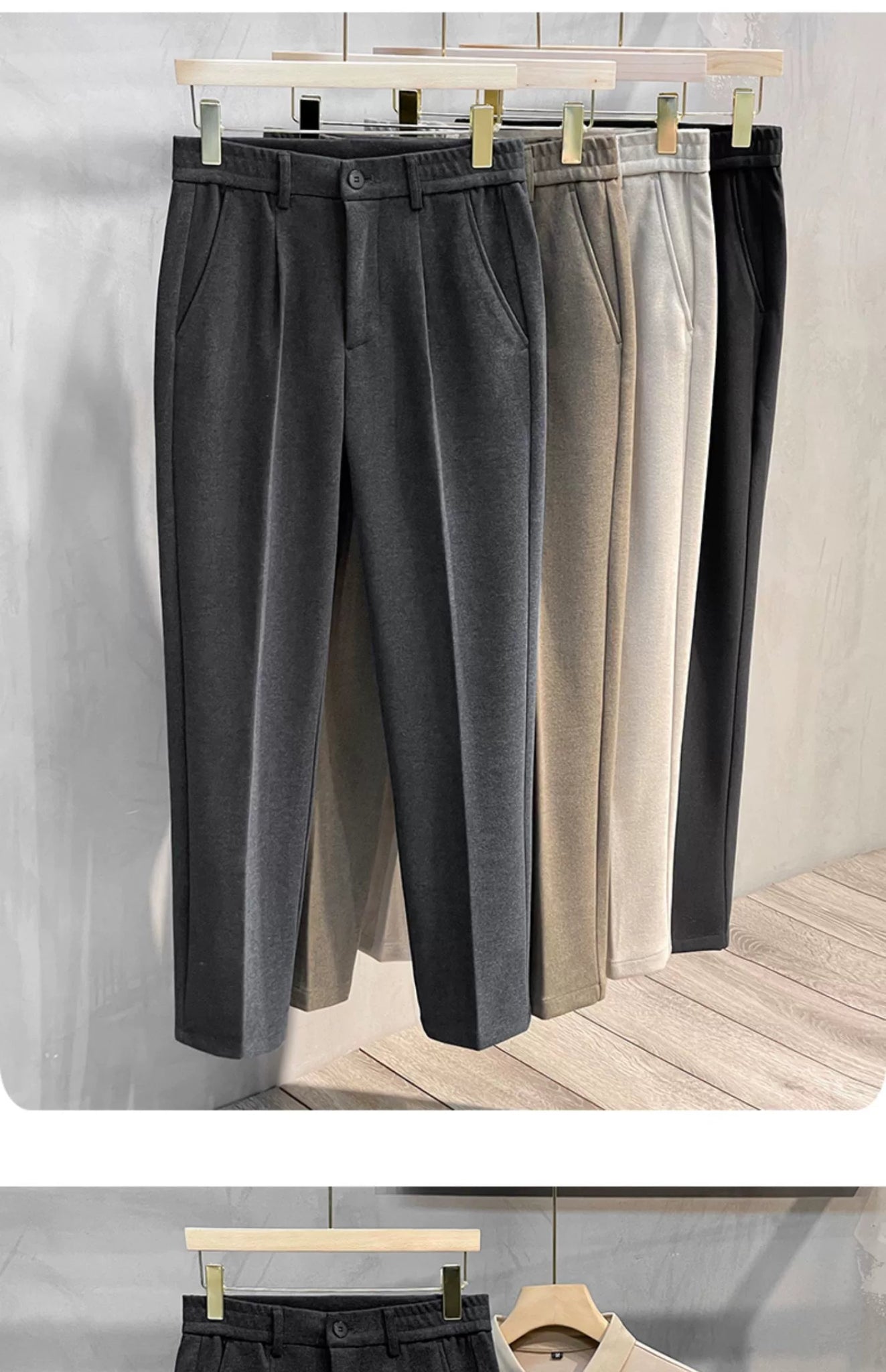Men's Fall and Winter Straight Suit Pants Trousers Suit Pants\Hettich Cropped Casual Pants - PratSN