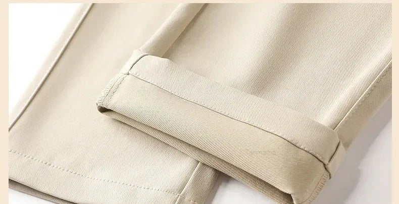 Men's Fashion Casual Pants Classic Style Business Straight Brand Fashion Anti - wrinkle Trousers Solid Color ArmyGreen Beige Khaki - PratSN
