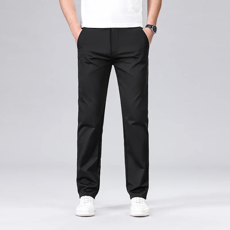 Men's Fashion Casual Pants Classic Style Business Straight Brand Fashion Anti - wrinkle Trousers Solid Color ArmyGreen Beige Khaki - PratSN
