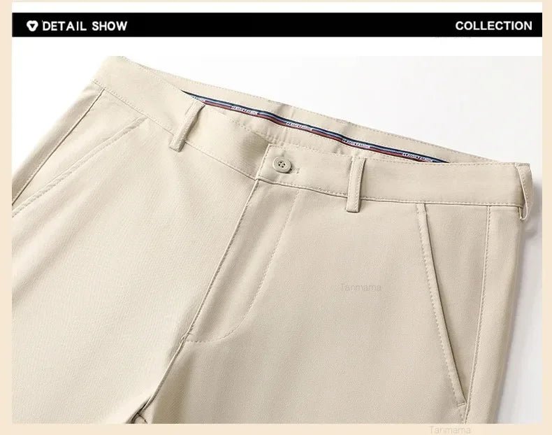 Men's Fashion Casual Pants Classic Style Business Straight Brand Fashion Anti - wrinkle Trousers Solid Color ArmyGreen Beige Khaki - PratSN