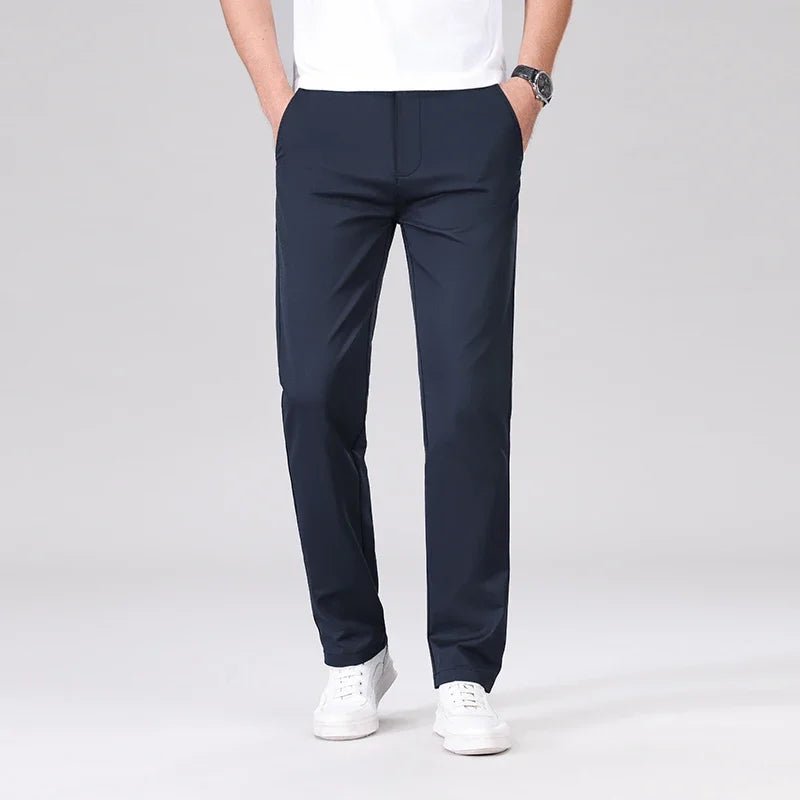 Men's Fashion Casual Pants Classic Style Business Straight Brand Fashion Anti - wrinkle Trousers Solid Color ArmyGreen Beige Khaki - PratSN