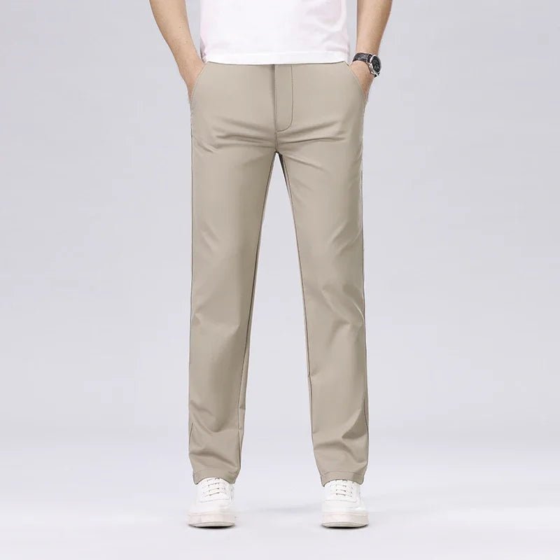 Men's Fashion Casual Pants Classic Style Business Straight Brand Fashion Anti - wrinkle Trousers Solid Color ArmyGreen Beige Khaki - PratSN