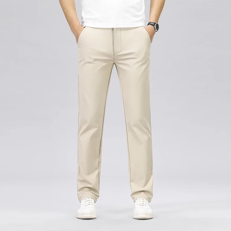 Men's Fashion Casual Pants Classic Style Business Straight Brand Fashion Anti - wrinkle Trousers Solid Color ArmyGreen Beige Khaki - PratSN