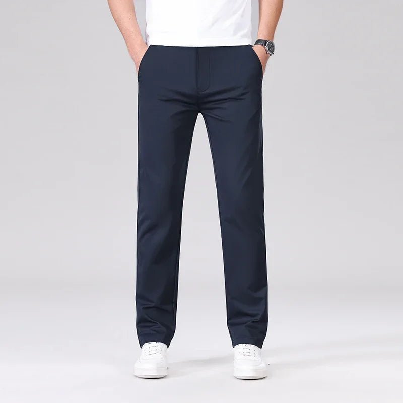 Men's Fashion Casual Pants Classic Style Business Straight Brand Fashion Anti - wrinkle Trousers Solid Color ArmyGreen Beige Khaki - PratSN