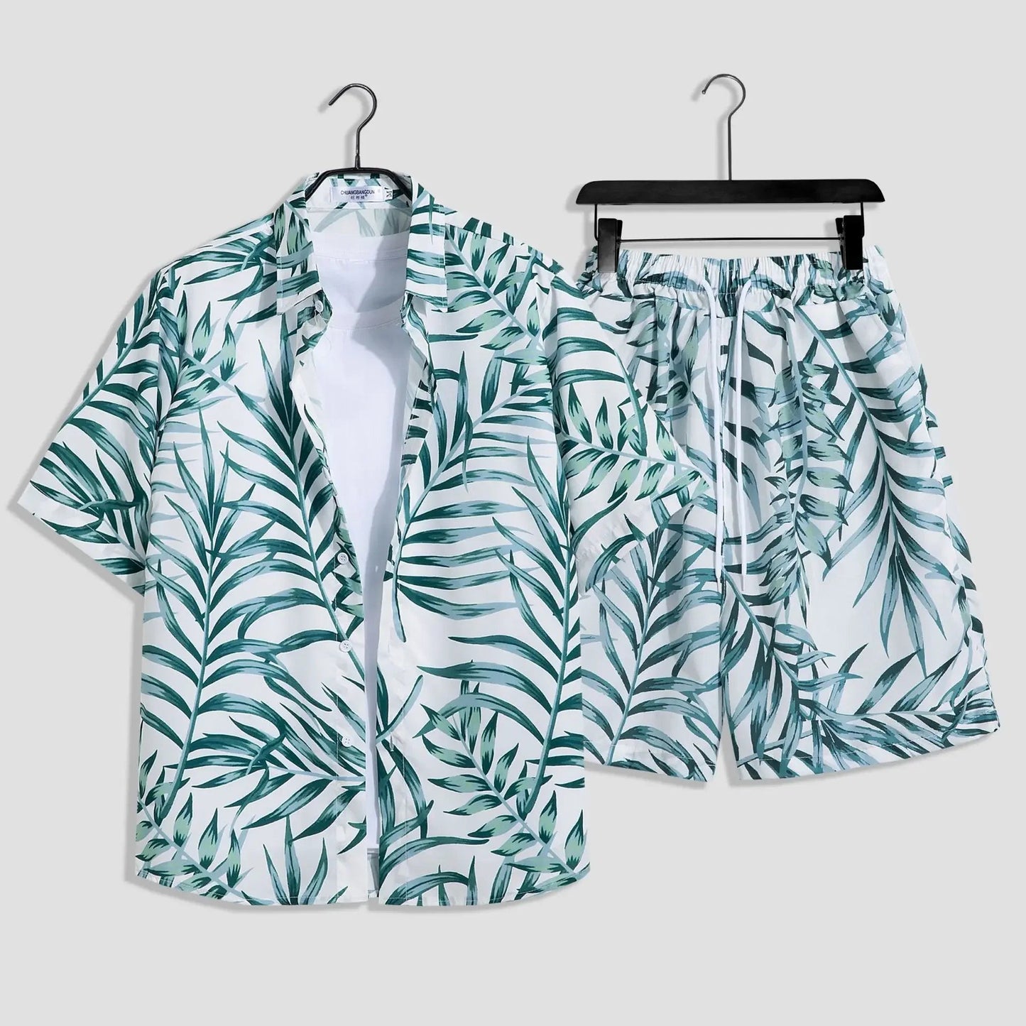 Mens Fashion Print Sets Short Sleeve Shirt+Shorts 2Pcs Suit Loose 2024 Summer Casual Beachwear Male Vacation Hawaiian Outfits - PratSN