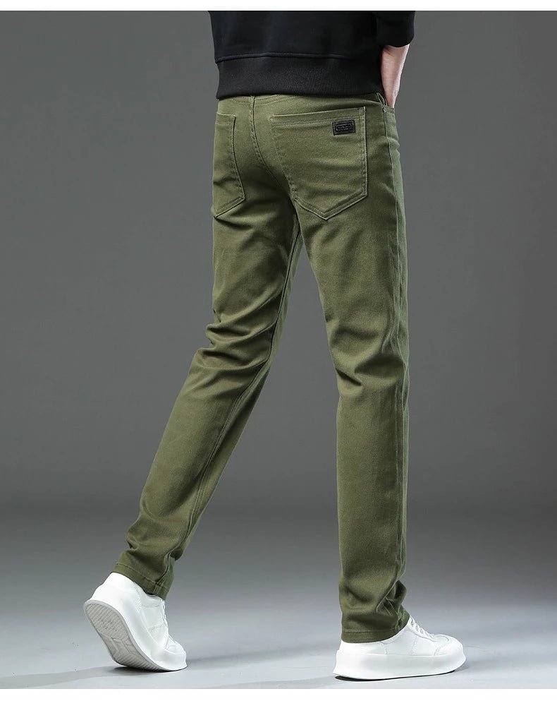 Men's Fashion Slim Jeans Casual Pants Stretch Brand Clothing Straight Trousers Classic Solid Color Business Denim Pants - PratSN