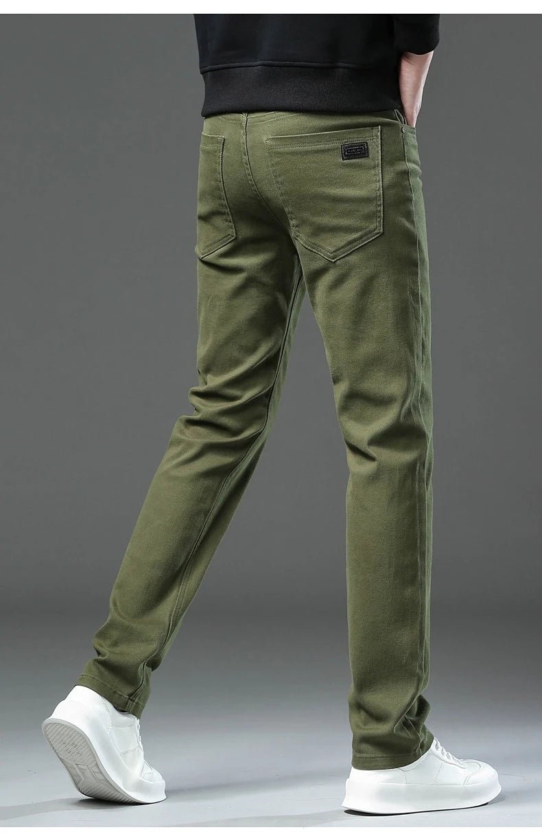 Men's Fashion Slim Jeans Casual Pants Stretch Brand Clothing Straight Trousers Classic Solid Color Business Denim Pants - PratSN