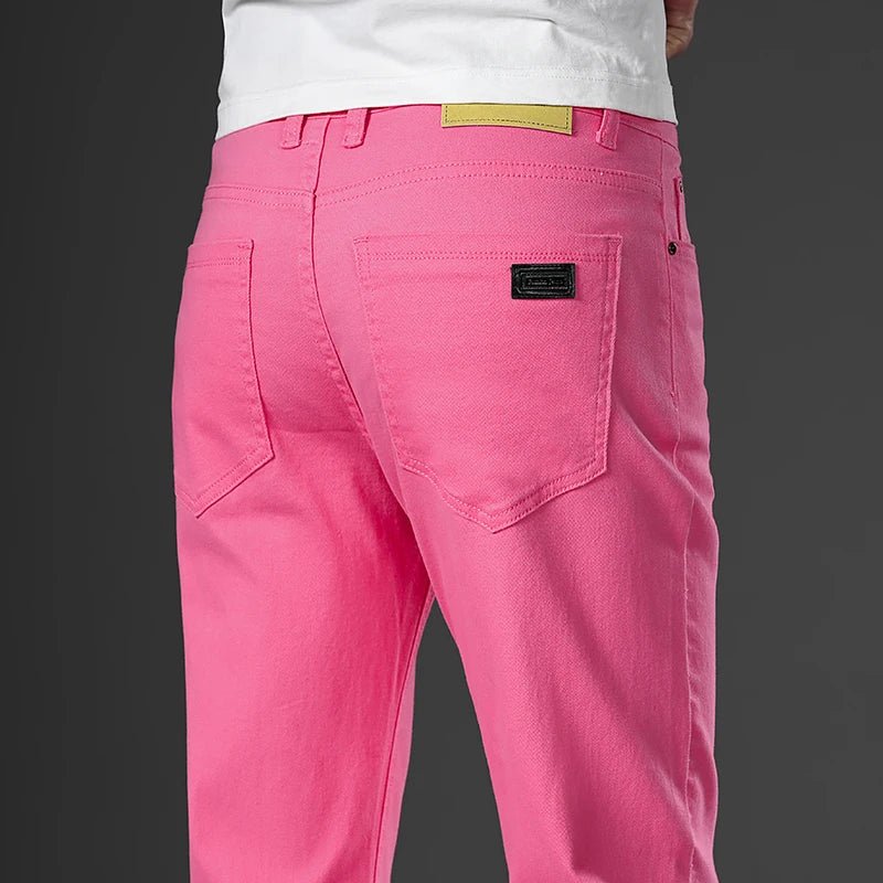 Men's Fashion Slim Jeans Casual Pants Stretch Brand Clothing Straight Trousers Classic Solid Color Business Denim Pants - PratSN