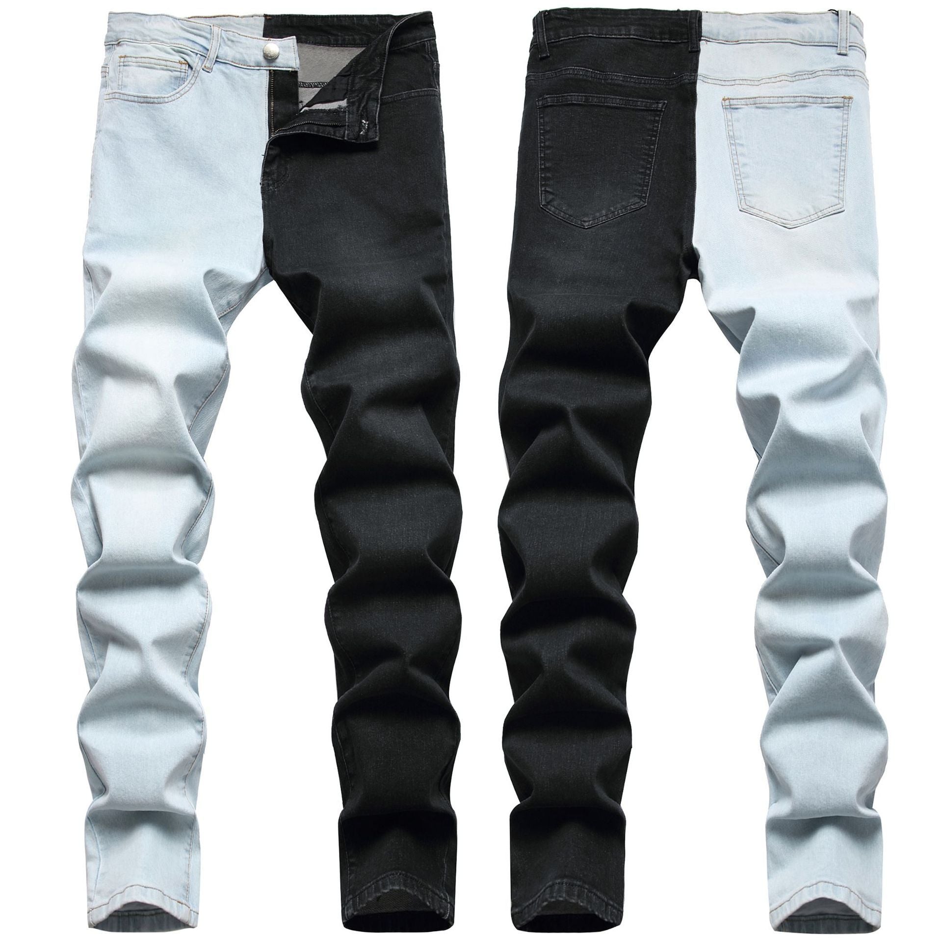 Men's Fashion Stitching Two - color Trend Stretch Jeans - PratSN