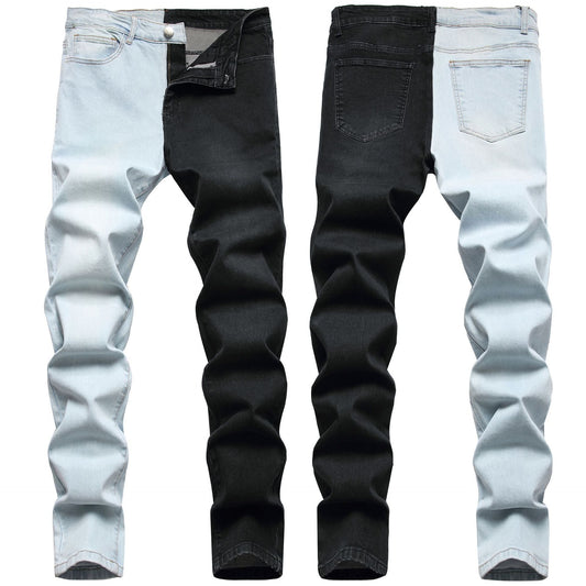 Men's Fashion Stitching Two - color Trend Stretch Jeans - PratSN