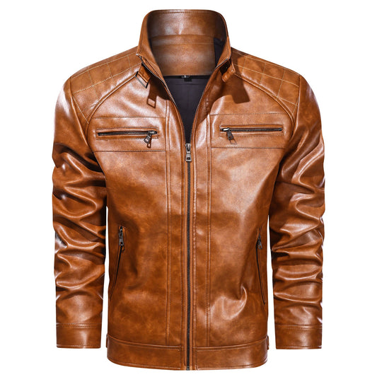 Men's Faux Leather Cafe Racer Jacket - PratSN