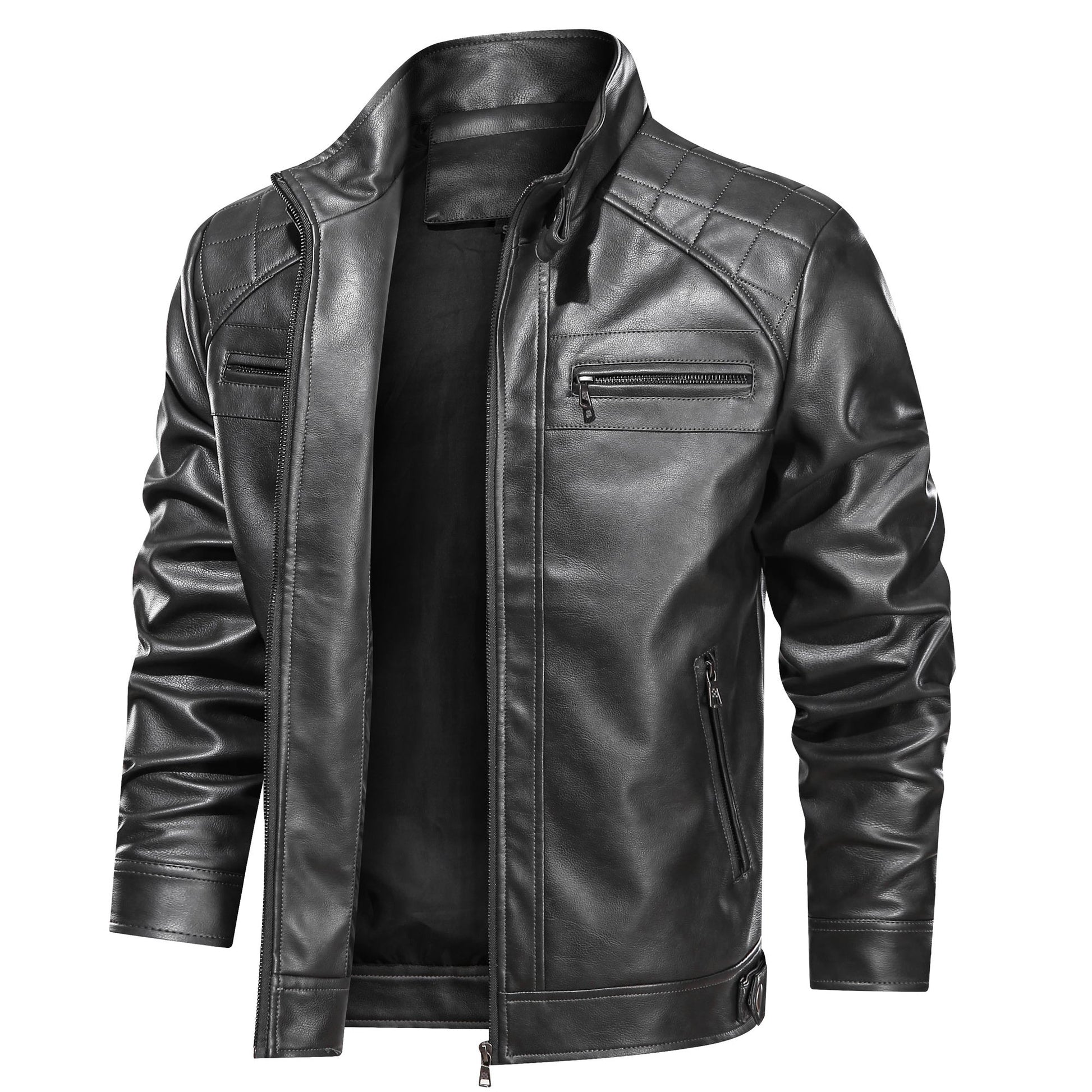 Men's Faux Leather Cafe Racer Jacket - PratSN