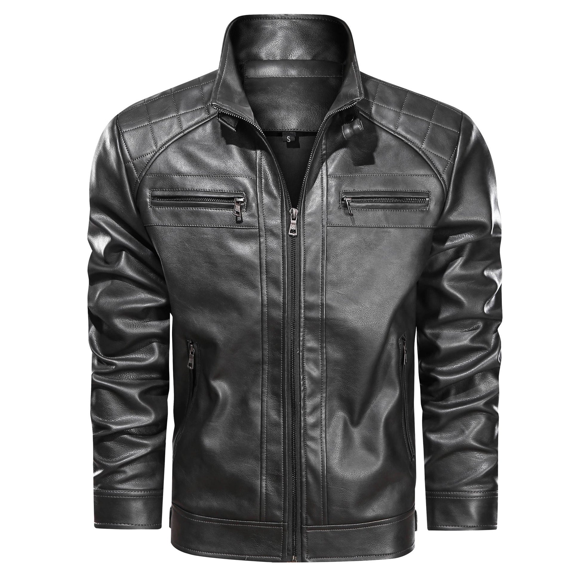 Men's Faux Leather Cafe Racer Jacket - PratSN