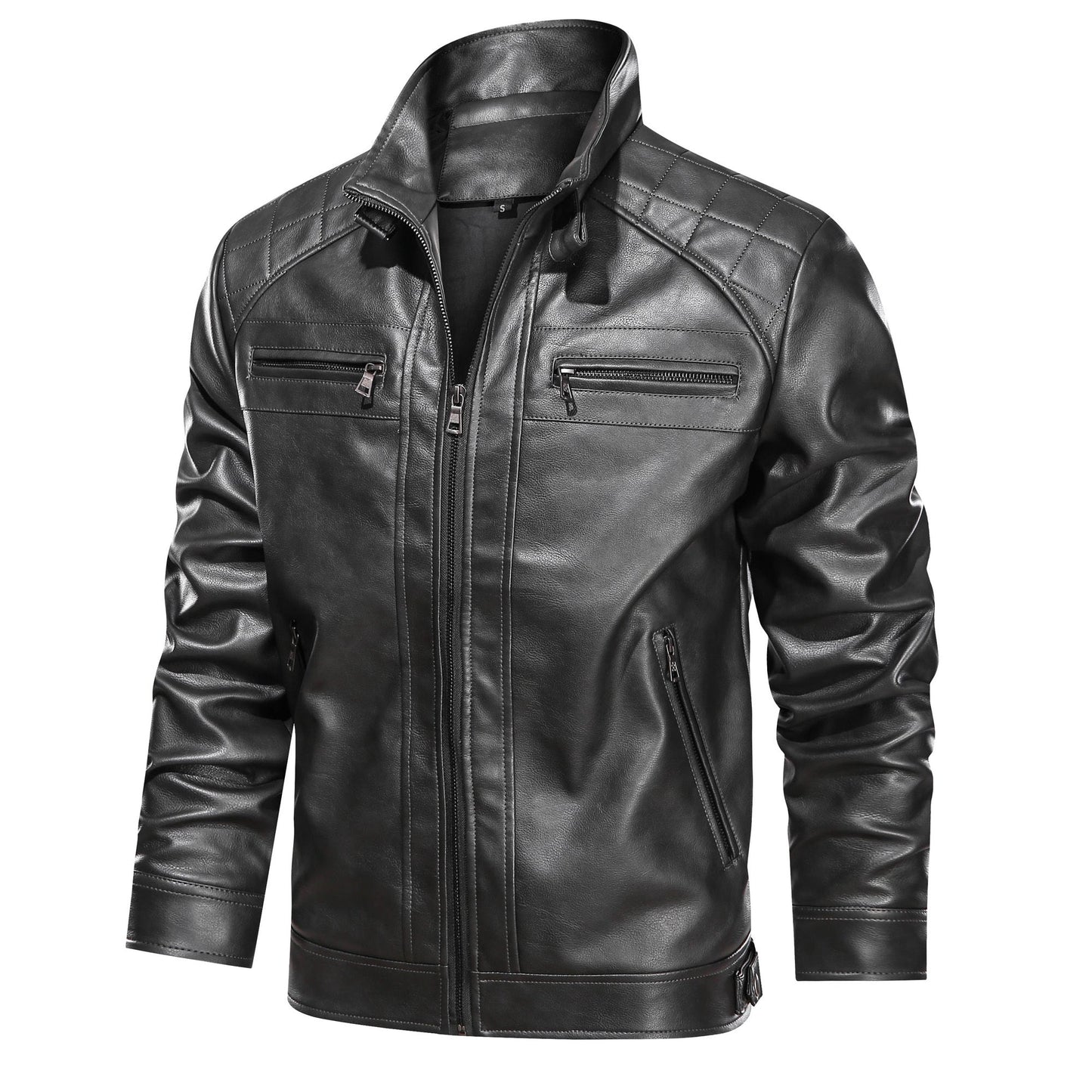 Men's Faux Leather Cafe Racer Jacket - PratSN