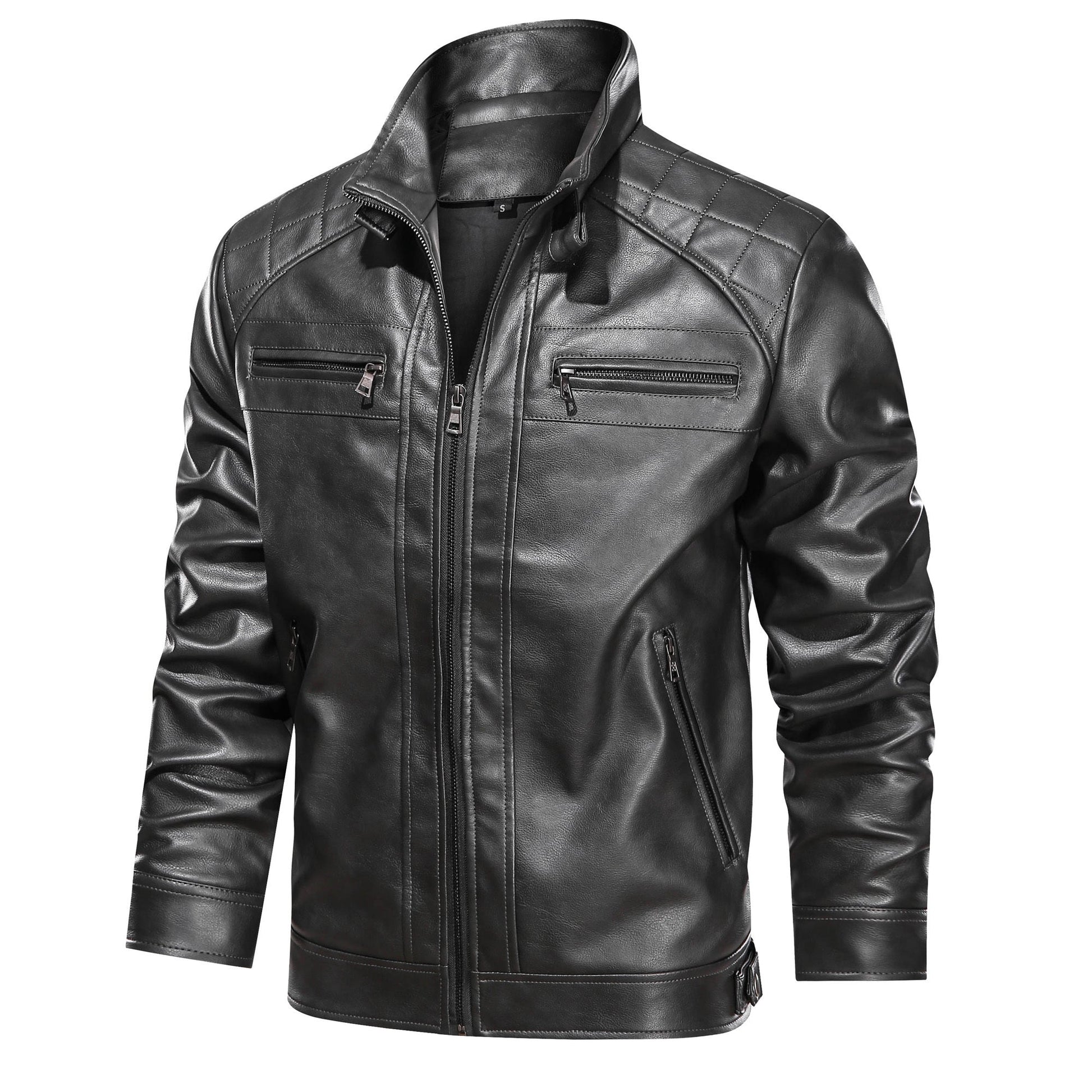 Men's Faux Leather Cafe Racer Jacket - PratSN