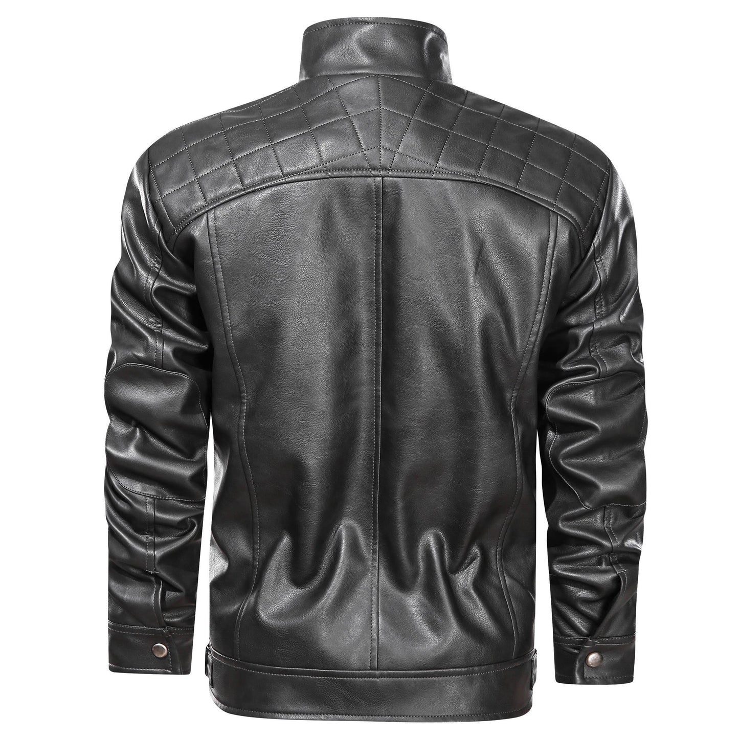 Men's Faux Leather Cafe Racer Jacket - PratSN