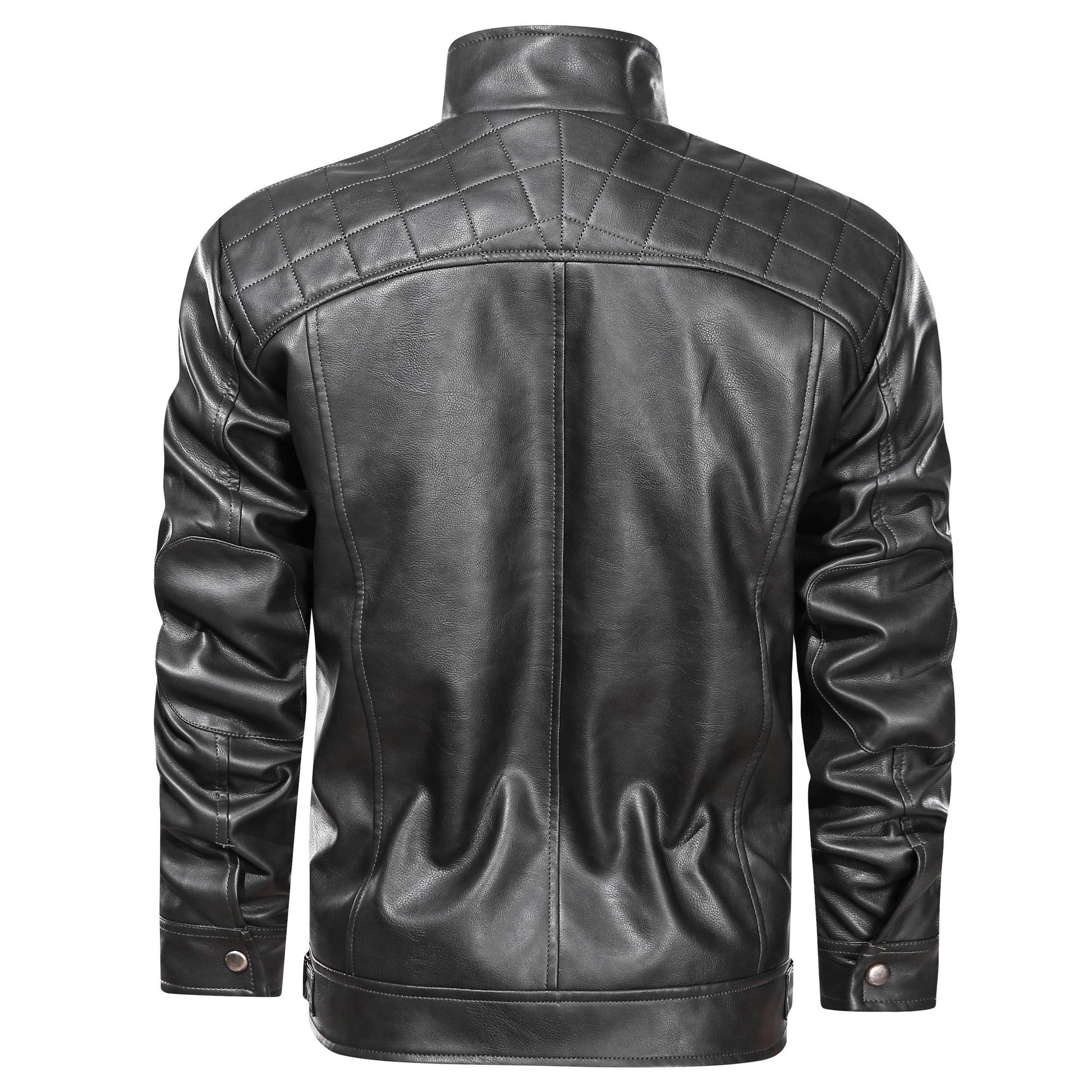 Men's Faux Leather Cafe Racer Jacket - PratSN