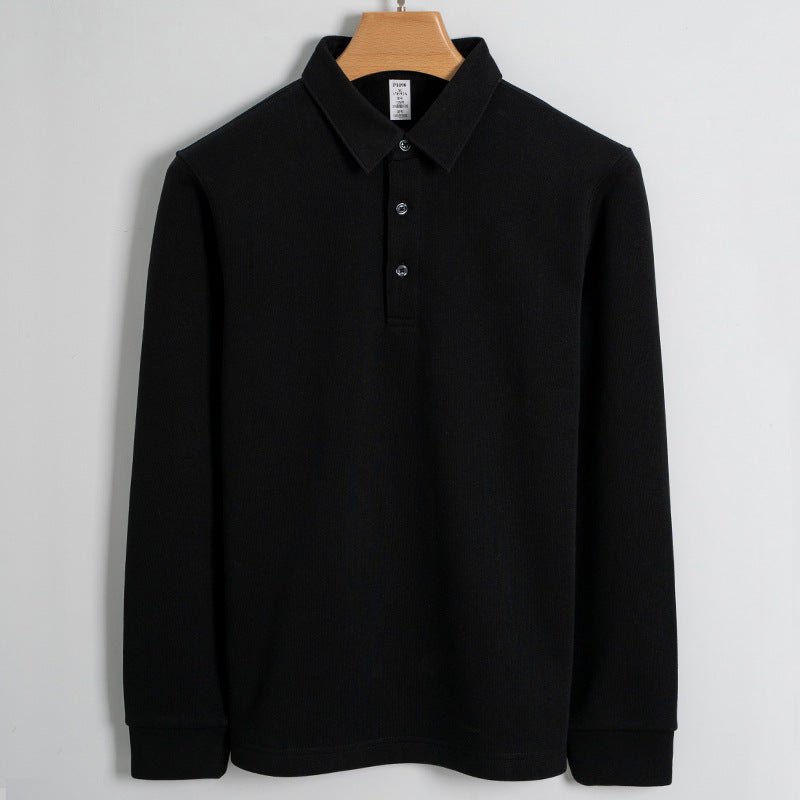Men's Fleece - lined Thickened Cotton Stretch Keep Warm Polo Shirt - PratSN