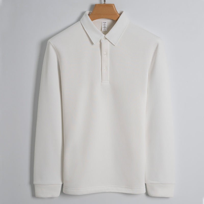 Men's Fleece - lined Thickened Cotton Stretch Keep Warm Polo Shirt - PratSN