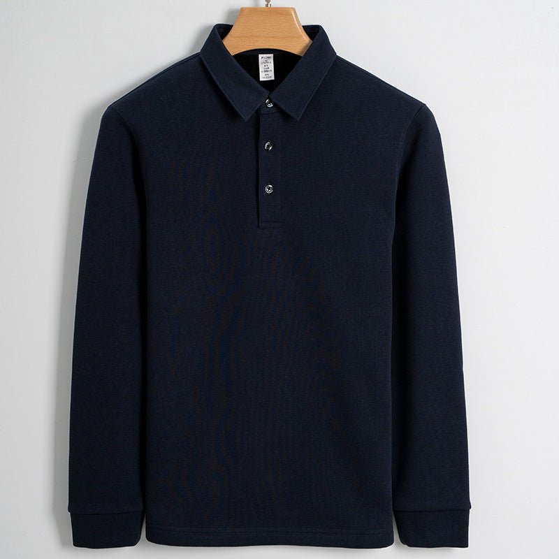 Men's Fleece - lined Thickened Cotton Stretch Keep Warm Polo Shirt - PratSN