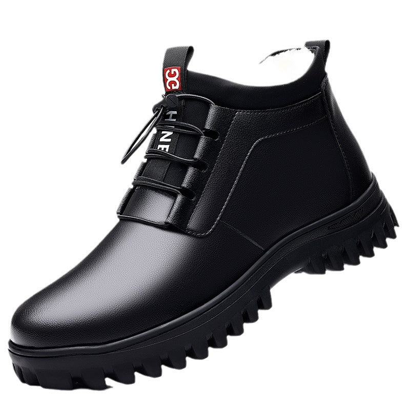 Men's Fleece - lined Wool Platform Outdoor Casual High - top Shoes - PratSN