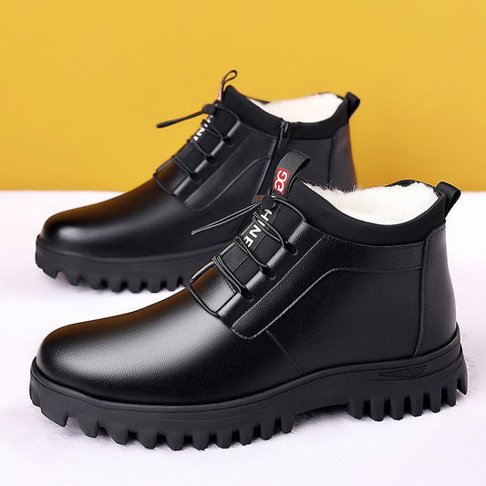 Men's Fleece - lined Wool Platform Outdoor Casual High - top Shoes - PratSN